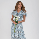 Damen Maxikleid mit Blumen – Sommerliches Festkleid für Hochzeitsgäste & Events