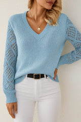 Damen Modern Stil Langarm-Häkelbluse