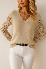 Damen Modern Stil Langarm-Häkelbluse