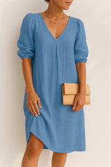 Damen Modernes Kleid mit Puffärmeln