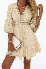 Damen Sommerkleid Spitze Boho