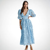 Damen Spitzenkleid in Midi-Länge