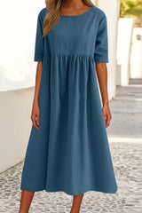 Damen Lockeres Lässiges Midikleid