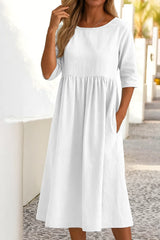 Damen Lockeres Lässiges Midikleid