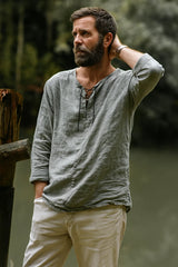 Herren-Klassiker-Langarm-Sommerhemd