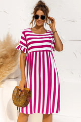 Damen Trendiges gestreiftes Sommerkleid