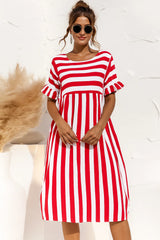 Damen Trendiges gestreiftes Sommerkleid