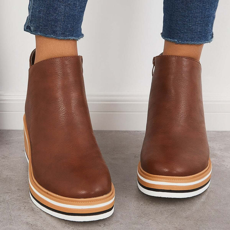 Damenstiefeletten im Vintage-Stil mit seitlichen Reißverschlüssen