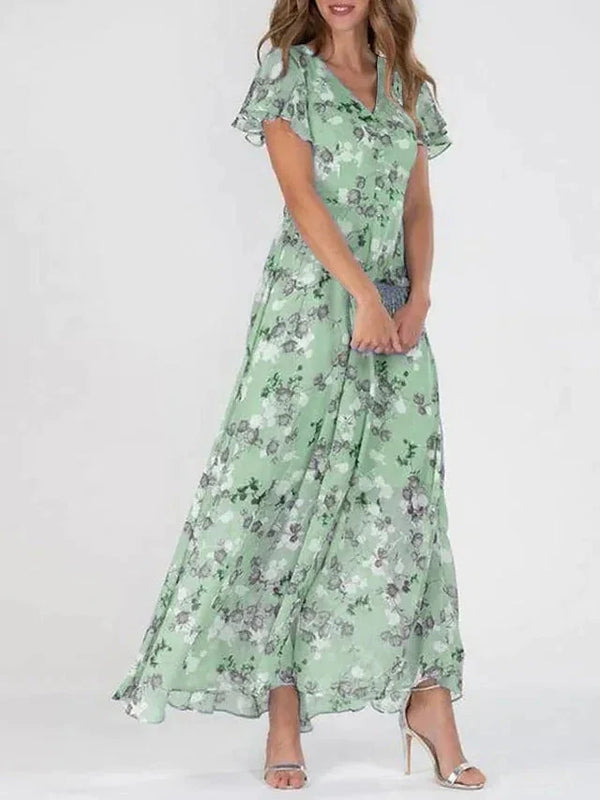 Damen Blumen Maxikleid