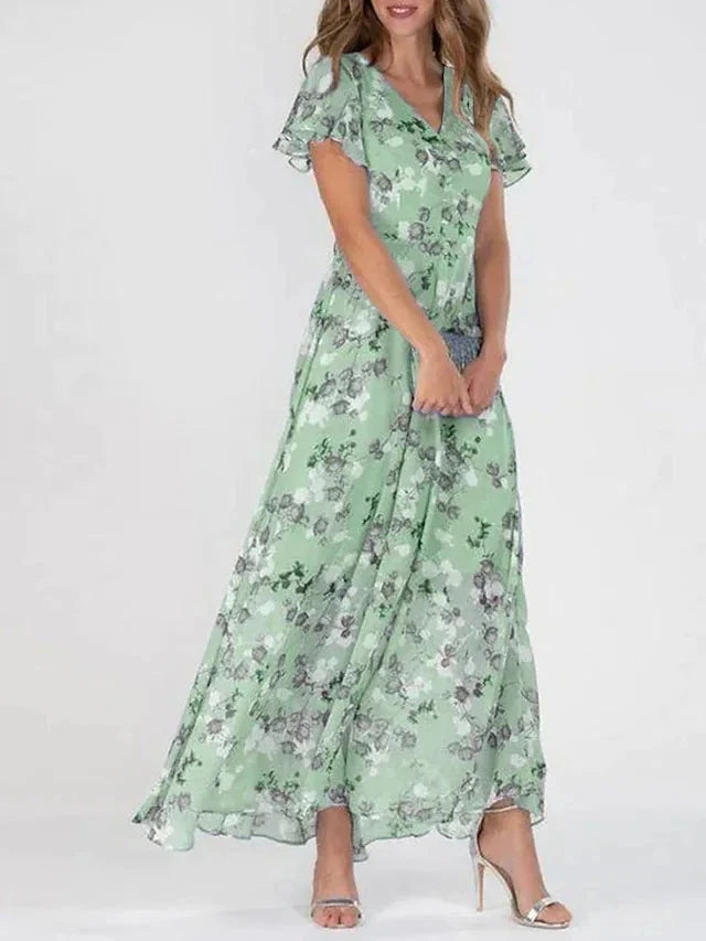 Damen Blumen Maxikleid