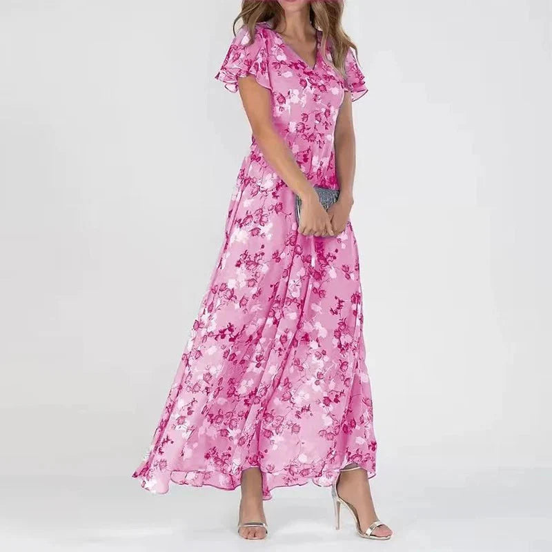 Damen Blumen Maxikleid