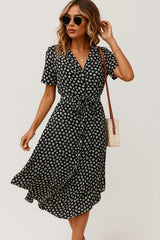 Damen Florales Hemdblusen Sommerkleid