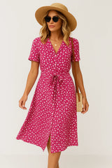 Damen Florales Hemdblusen Sommerkleid