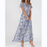 Damen Maxikleid mit Blumen – Sommerliches Festkleid für Hochzeitsgäste & Events
