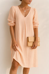 Damen Modernes Kleid mit Puffärmeln