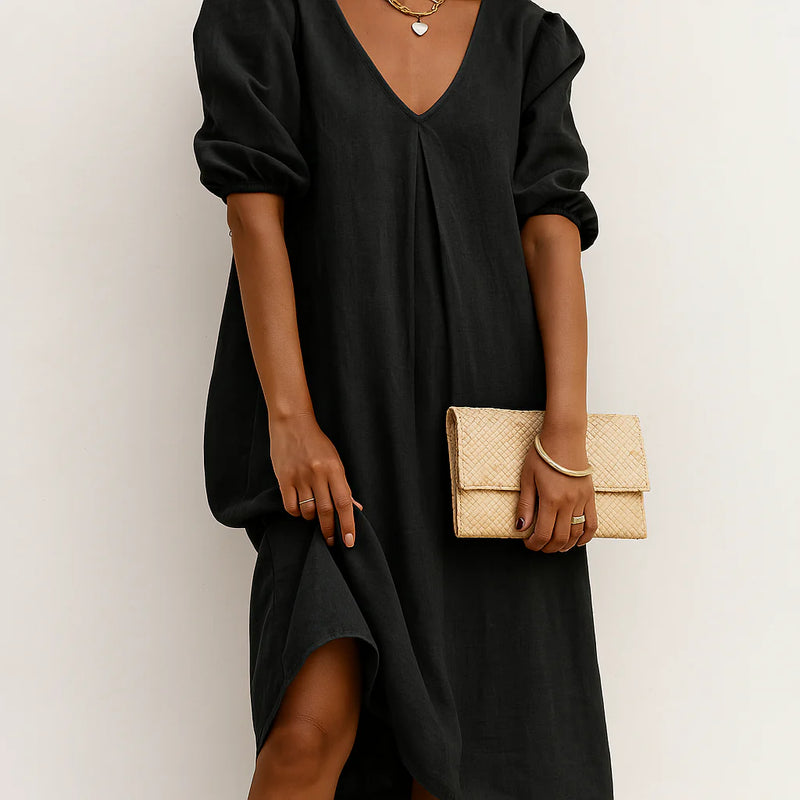 Damen Modernes Kleid mit Puffärmeln