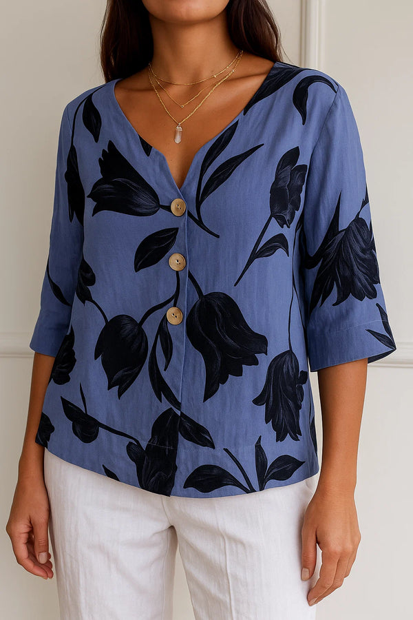 Damen Modische Sommerbluse mit Blumenmuster
