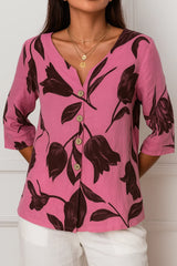 Damen Modische Sommerbluse mit Blumenmuster