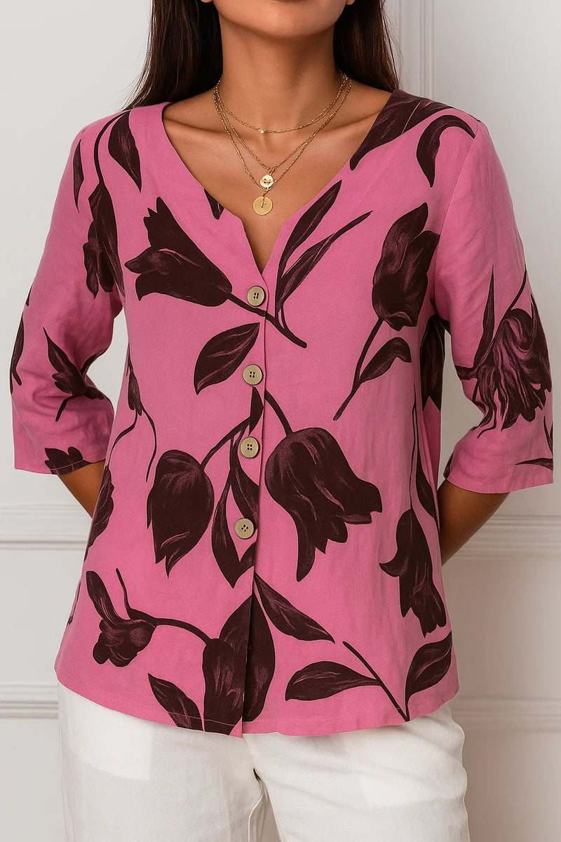 Damen Modische Sommerbluse mit Blumenmuster