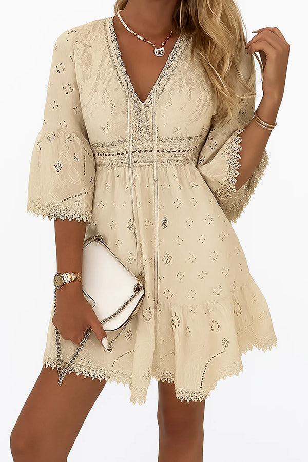 Damen Sommerkleid Spitze Boho