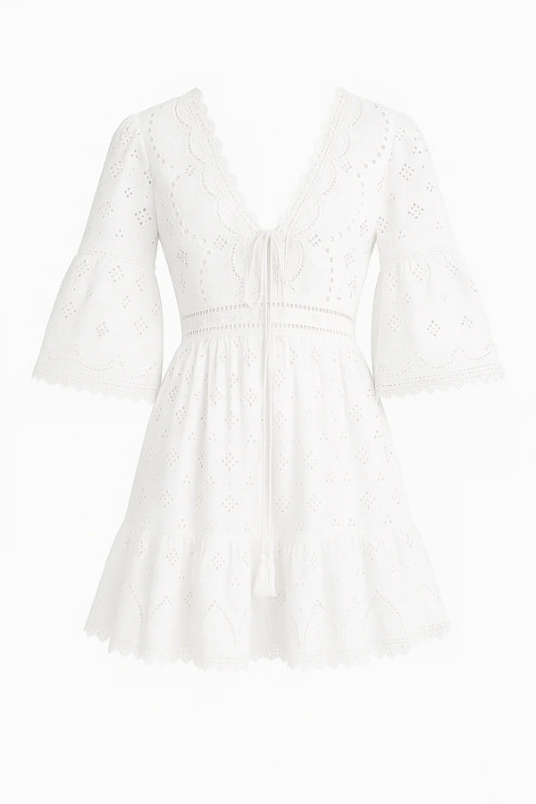 Damen Sommerkleid Spitze Boho