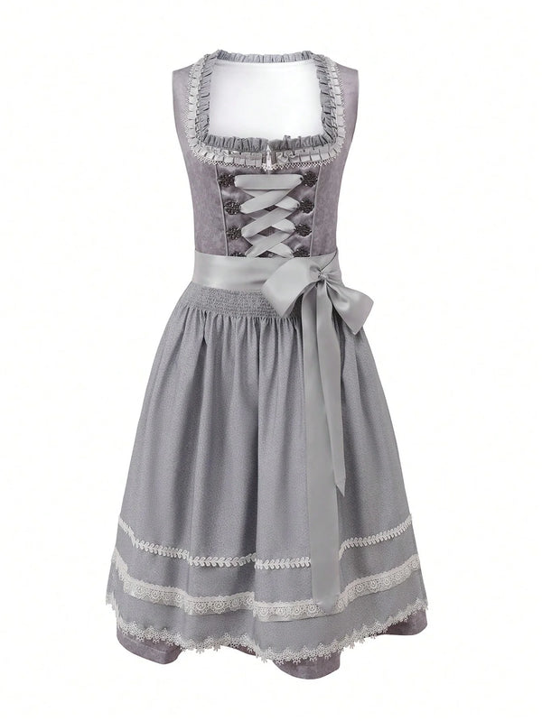 Damen Traditionelles Spitzendirndl Kleid
