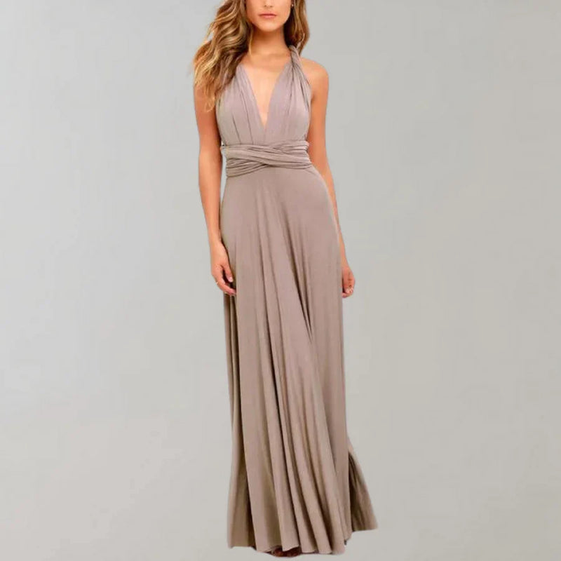 Damen Vielseitiges Wickel Maxikleid