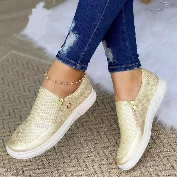 Damen Elegante Sneakers mit Reißverschluss