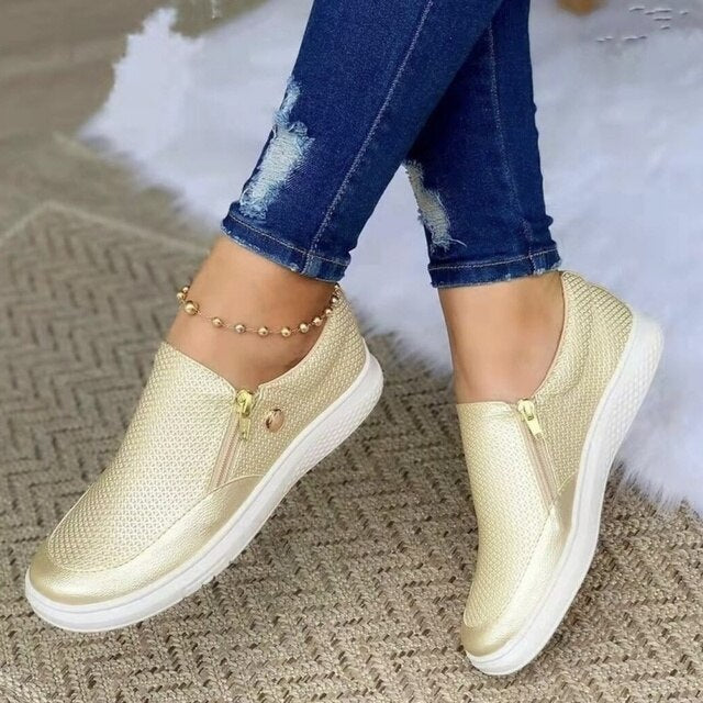 Damen Elegante Sneakers mit Reißverschluss