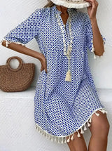 Damen Elegantes Boho Midi Sommerkleid