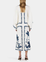 Vintage-Midikleid mit Hawaii-Muster, Pailletten und weitem Schnitt für Damen