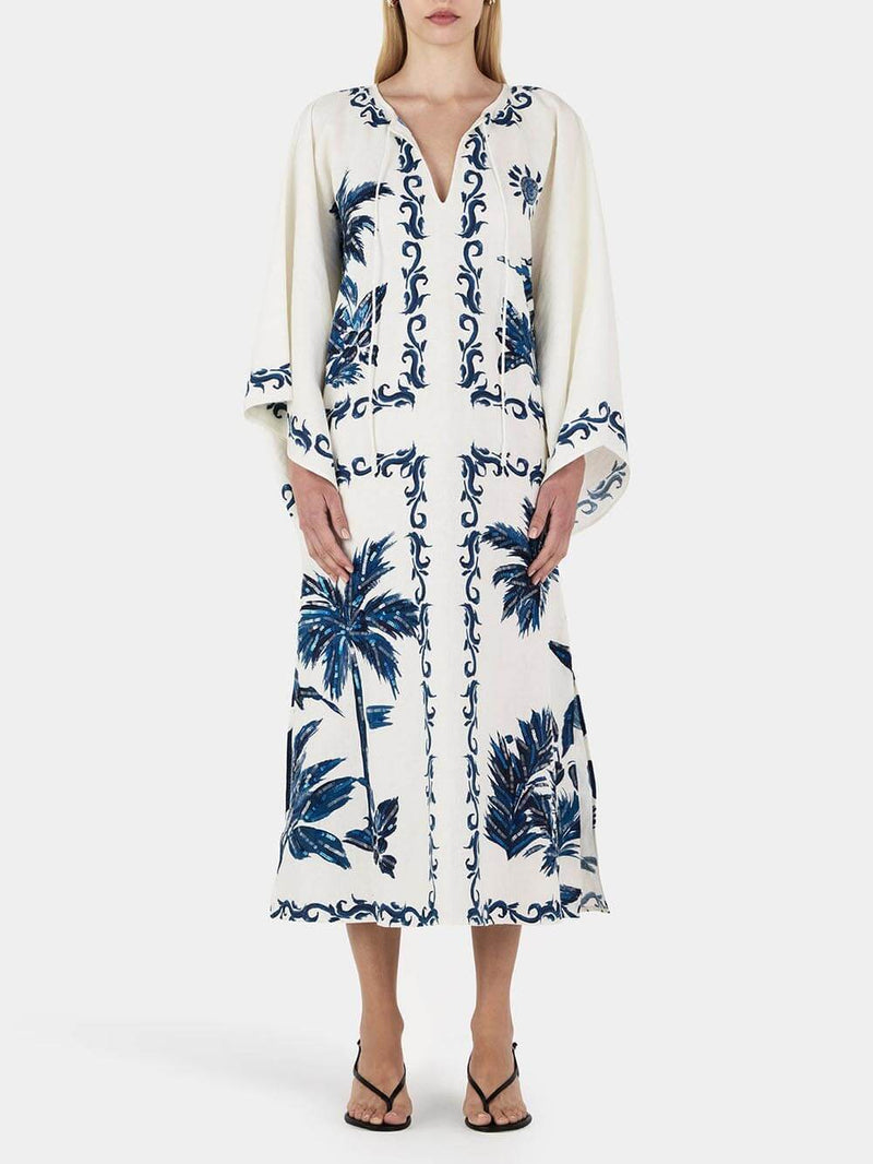 Vintage-Midikleid mit Hawaii-Muster, Pailletten und weitem Schnitt für Damen