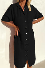 Damen Lockeres Hemdblusen Sommerkleid