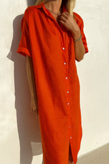 Damen Lockeres Hemdblusen Sommerkleid