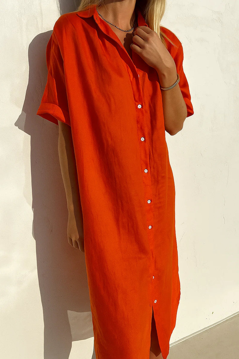 Damen Lockeres Hemdblusen Sommerkleid