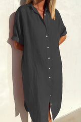 Damen Lockeres Hemdblusen Sommerkleid