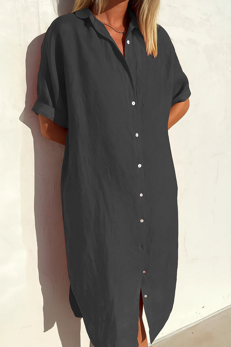 Damen Lockeres Hemdblusen Sommerkleid