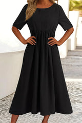 Damen Lockeres Lässiges Midikleid