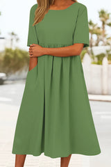 Damen Lockeres Lässiges Midikleid