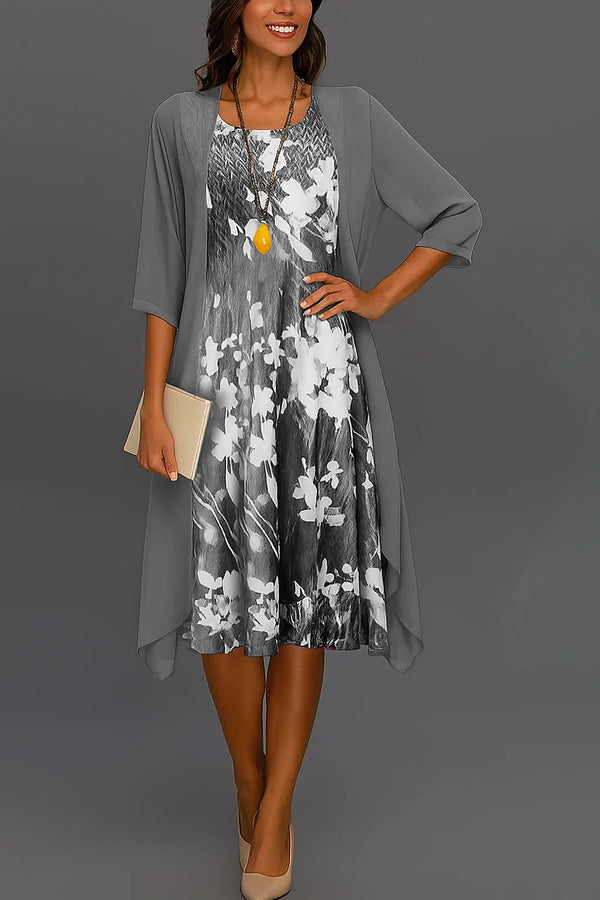 Damen Elegantes Sommerkleid mit Strickjacke