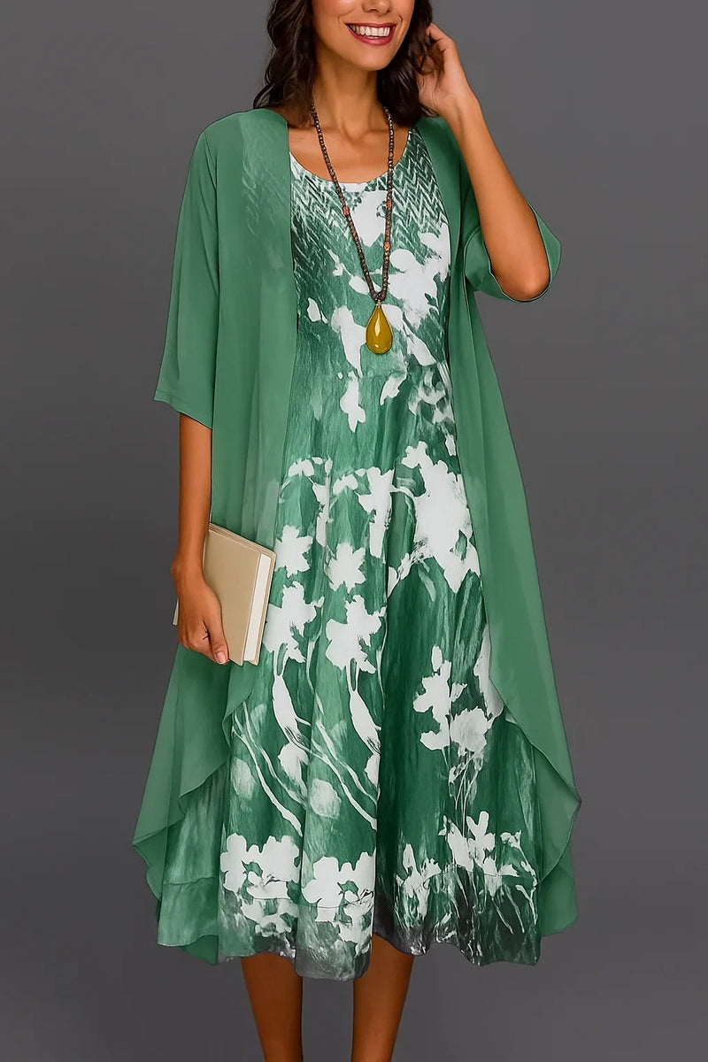 Damen Elegantes Sommerkleid mit Strickjacke