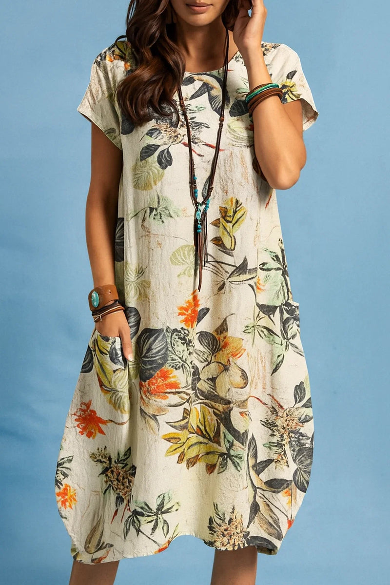 Damen Lässiges, locker sitzendes, geblümtes Sommerkleid