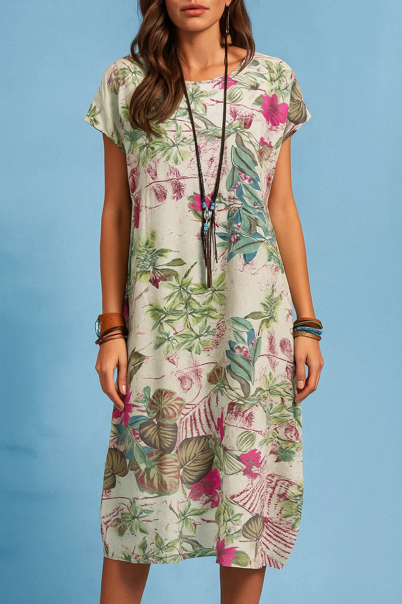 Damen Lässiges, locker sitzendes, geblümtes Sommerkleid