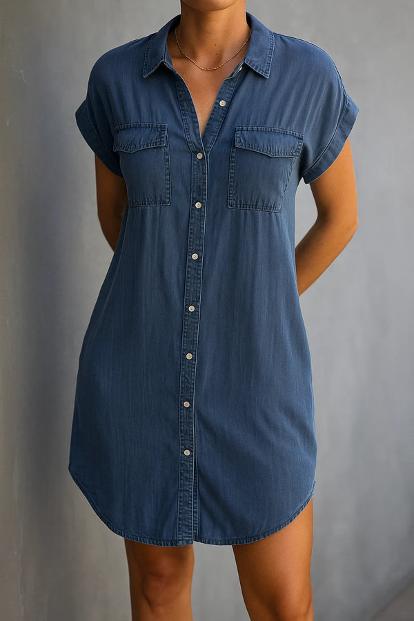 Damen Klassisches Denim-Sommerkleid