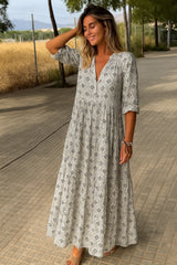 Dames Lässiges langärmeliges Boho-Sommerkleid